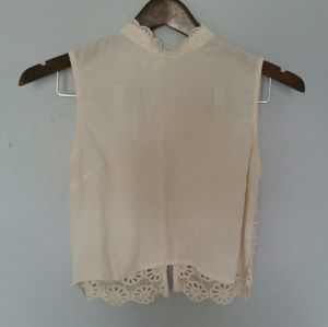 Cream Crop Top with Crochet Back